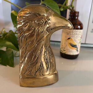 Solid Brass Gold Eagle Head Sculpture Bookend